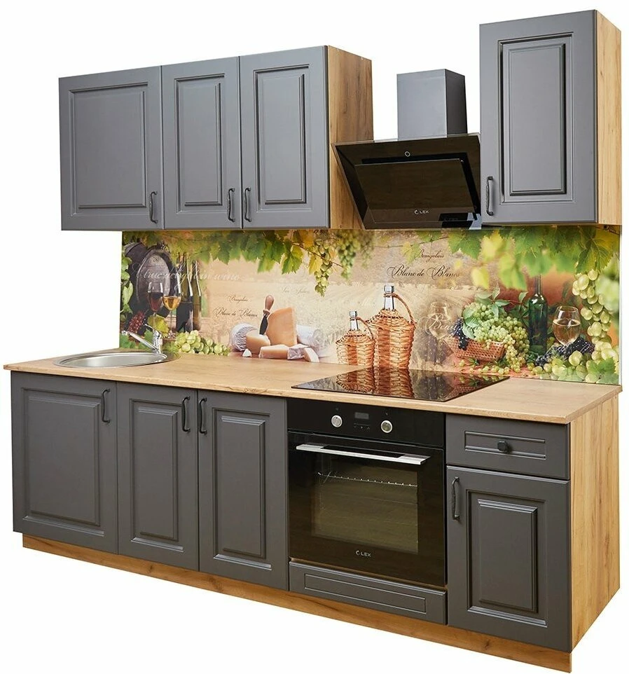 Кухонный гарнитур Hoff Маренго 2,4 м, 240х210х60 см, цвет дуб золотой крафт, маренго